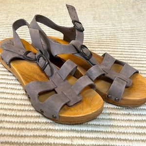 Sanita wood and leather sandals size 38 EUC